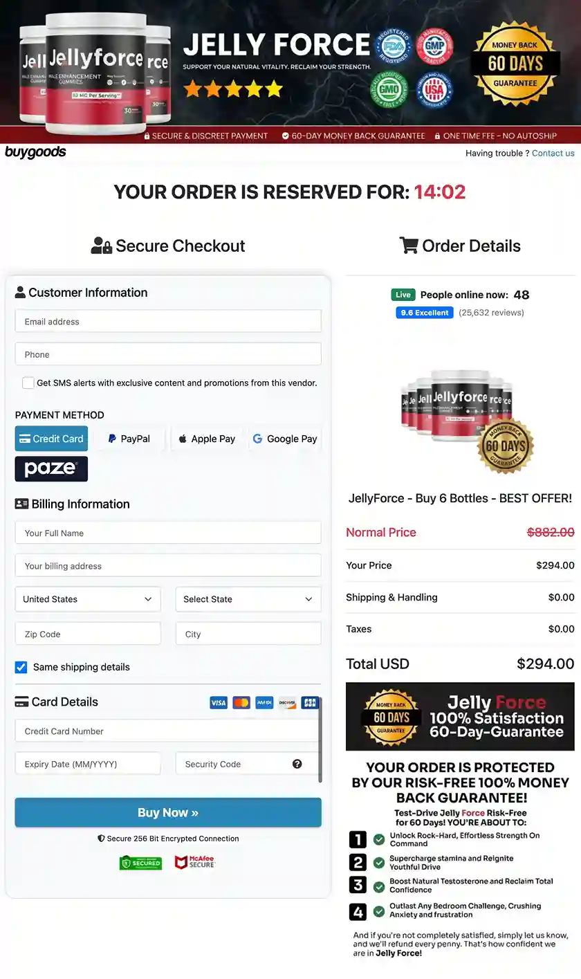 Jelly Force Secure Payment – All Major Cards Accepted
